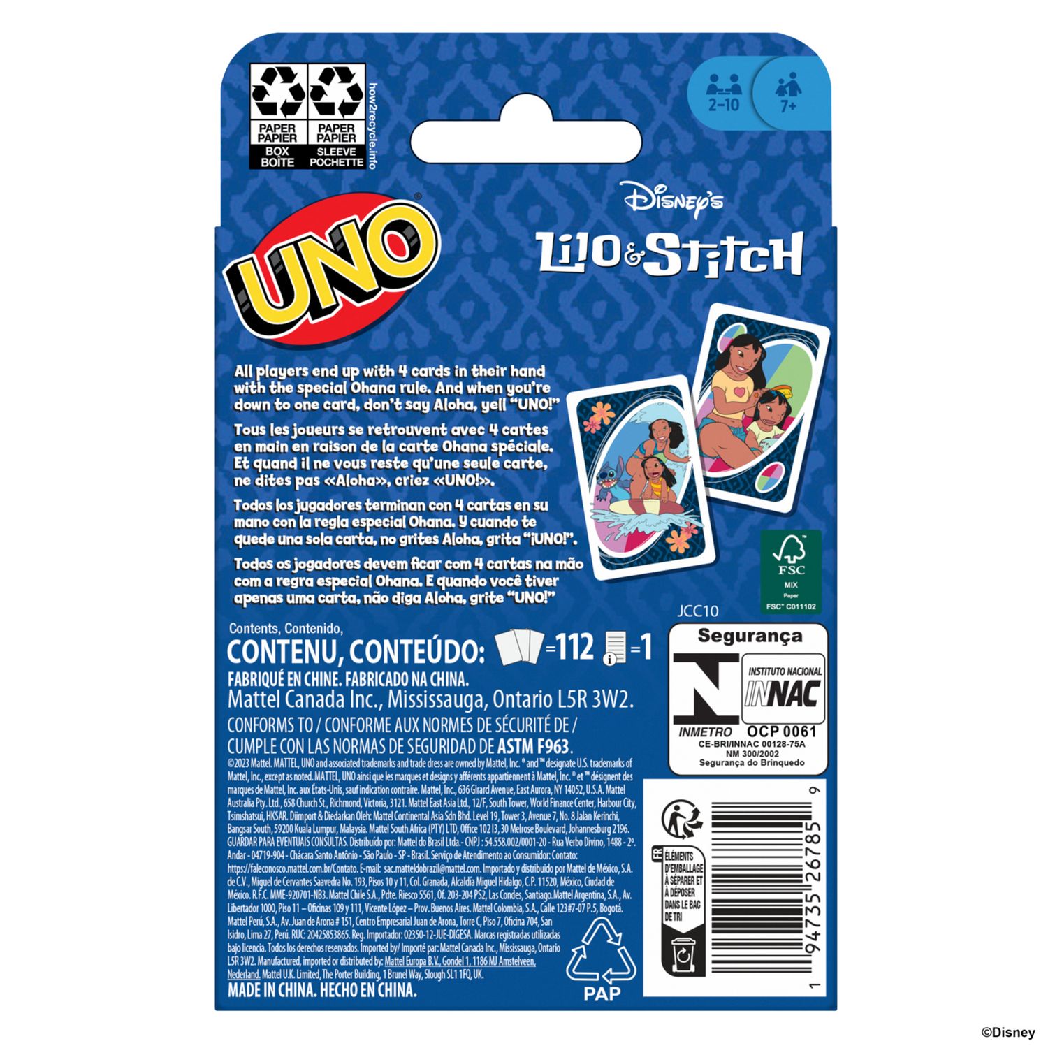 Mattel games - uno disney lilo e stitch, versione dell'iconico gioco di carte per tutta la famiglia, regole speciali e carte ispirate al film disney - UNO, Disney, Disney Stitch