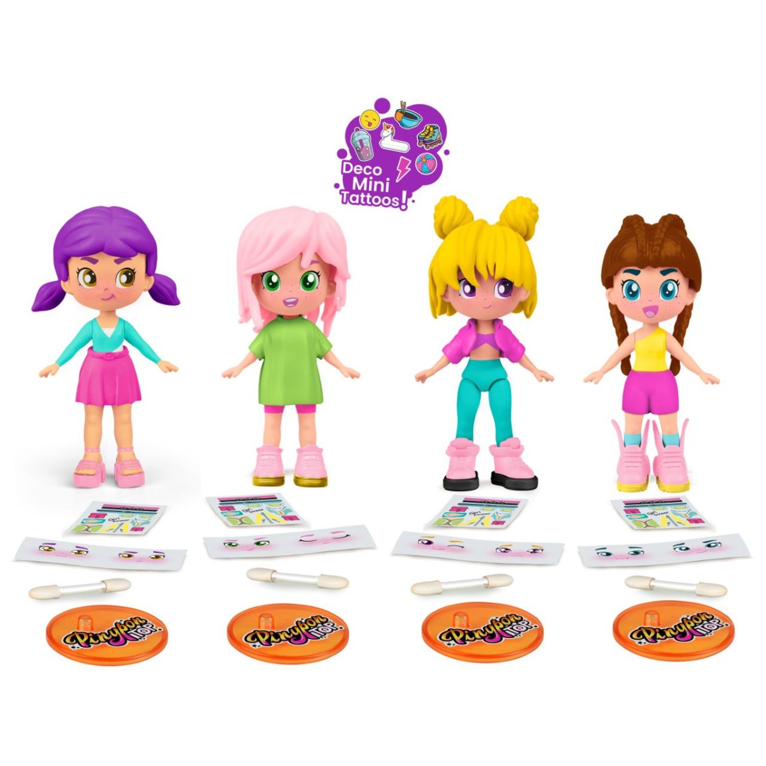 Pinypon set 4 ragazze street style – figure 11 cm con abiti intercambiabili assortito - PINYPON