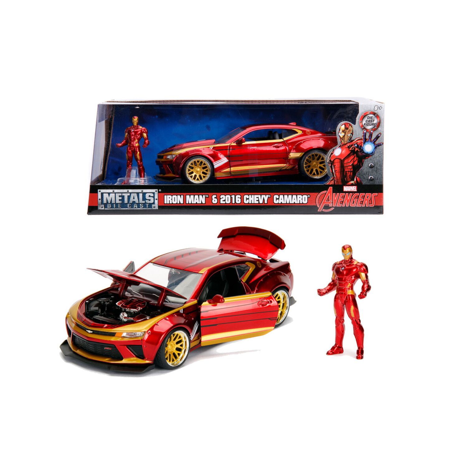 Jada auto chevy camaro in scala 1:24, misura 22 cm , con personaggio incluso - INVINCIBLE HEROES