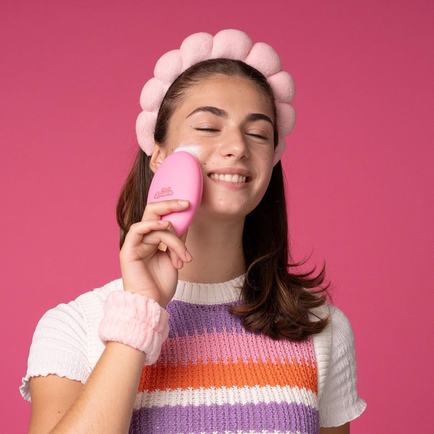 Beauty routine schiumalava – massaggiatore elettrico viso - 