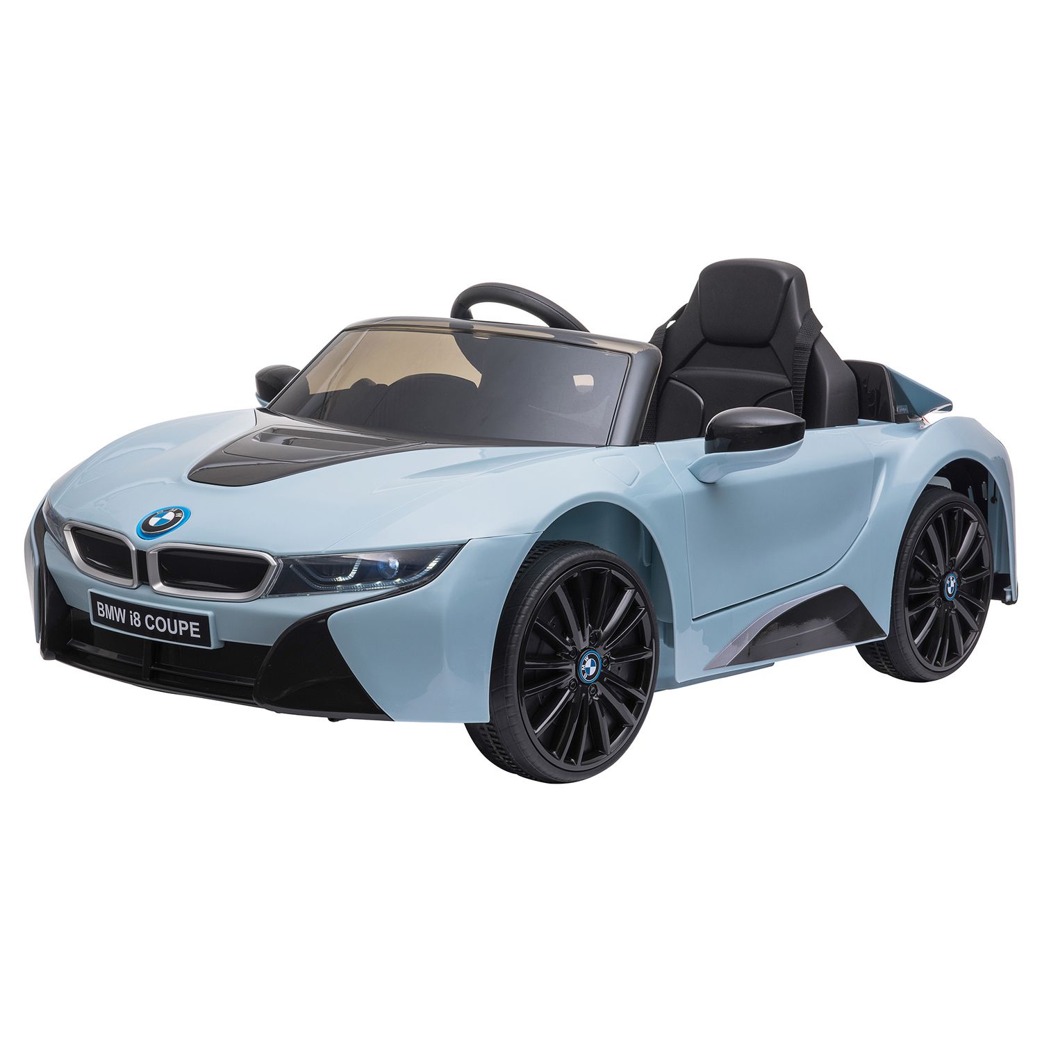 Macchina elettrica per bambini 3-8 anni licenza bmw i8 coupé con telecomando e 2 porte, 115x72.5x46 cm, blu - 