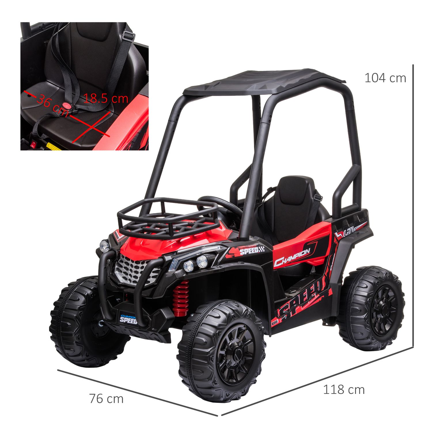 Macchina elettrica per bambini 12v, velocità 3-6km/h, quad elettrico mini con doppio motori, usb, lettore mp3 e telecomando, 118x76x104cm - 