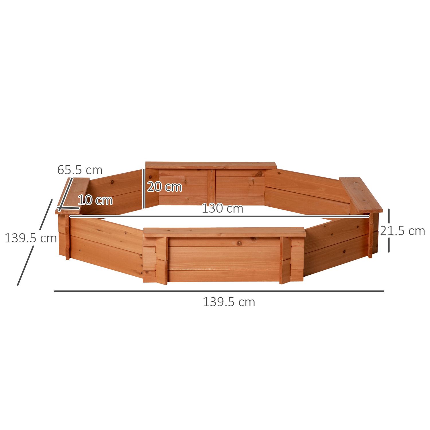 Sabbiera per bambini in legno con sedili e copertura, età 3-8 anni, 139.5x139.5x21.5cm - 