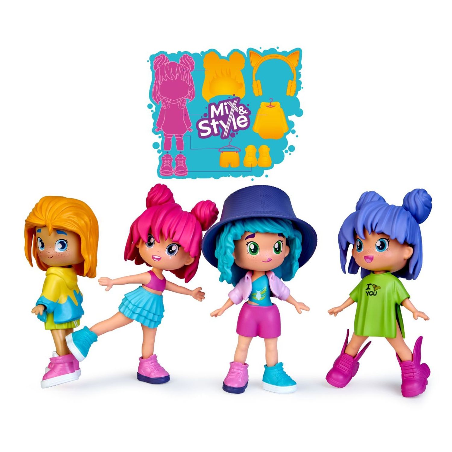 Pinypon set 4 ragazze street style – figure 11 cm con abiti intercambiabili assortito - PINYPON