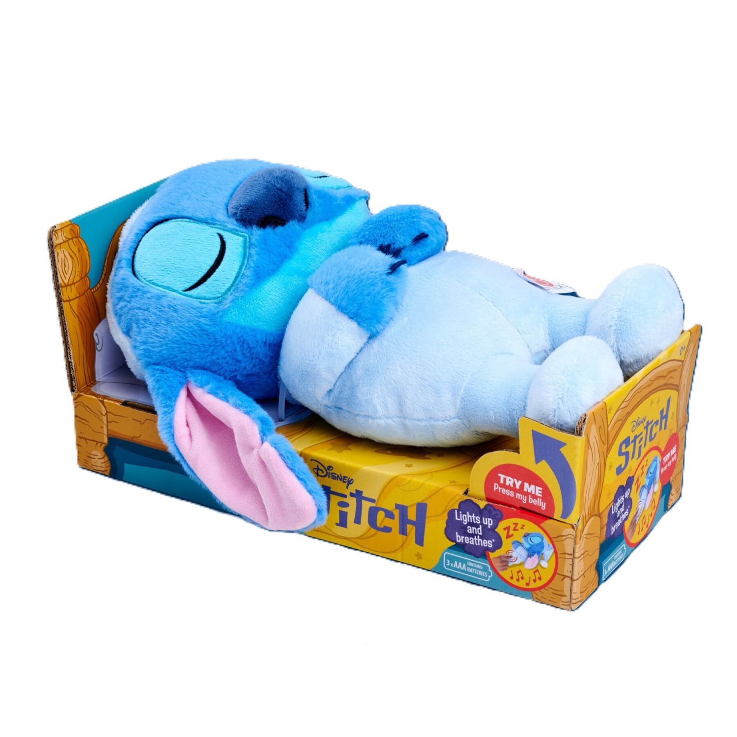 Simba - peluche stitch dormiglione con suoni, 31 cm, funzione di respirazione, luce e musica rilassante. adatto da 0 mesi. - Disney Stitch