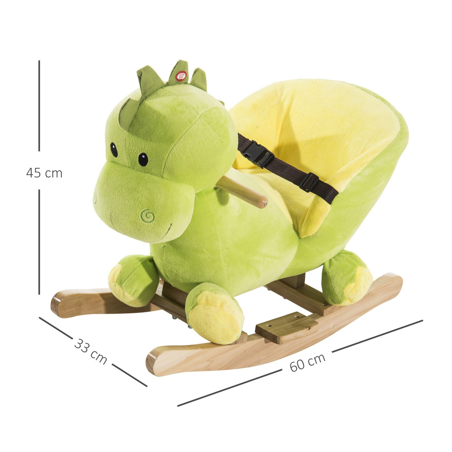 Cavallo a dondolo in legno dinosauro per i bambini 60x33x45cm - 