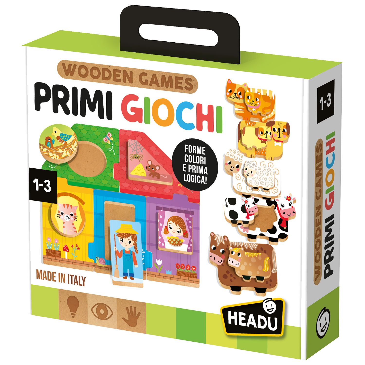 Baby raccolta giochi educativi in legno - forme, colori e numeri - HEADU