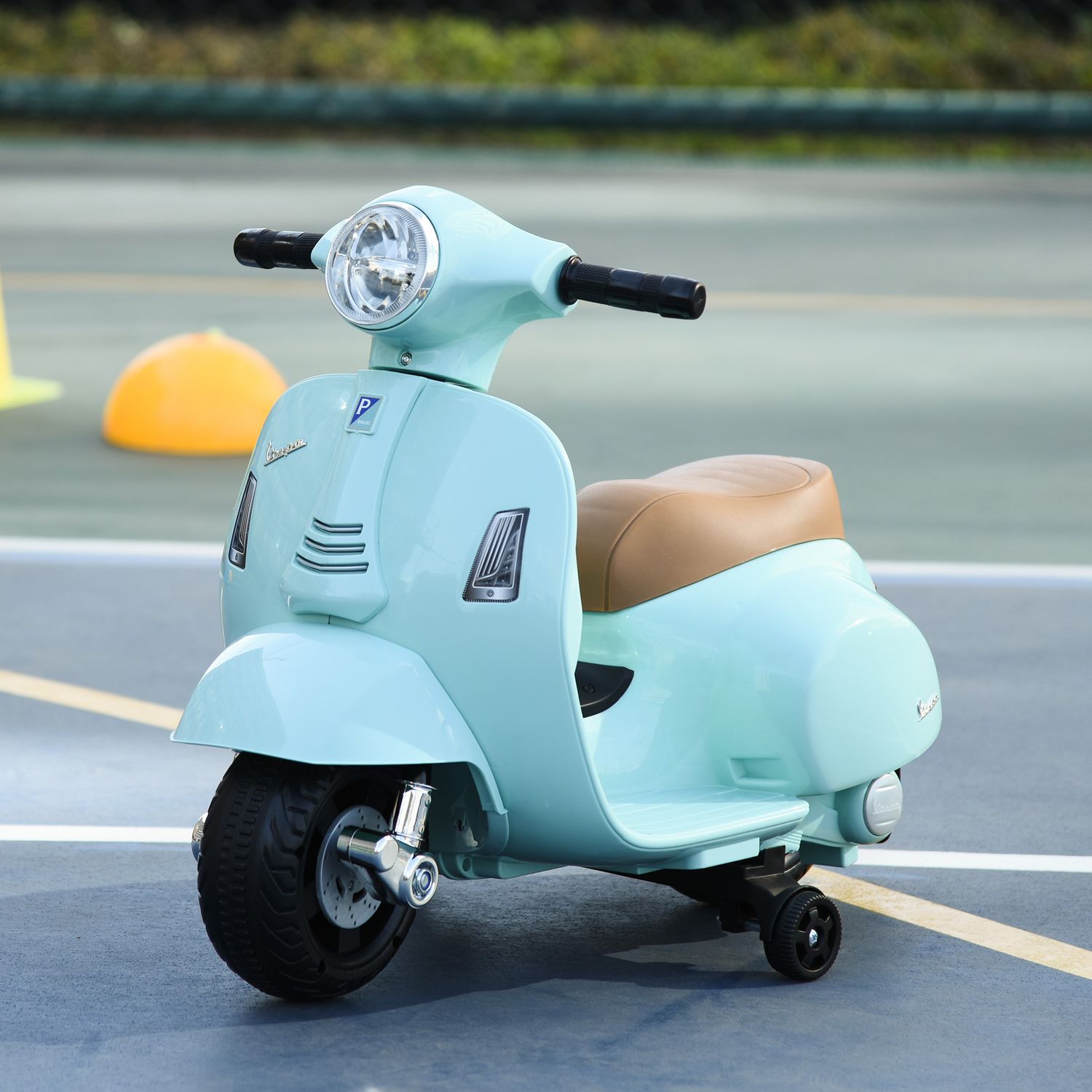 Moto elettrica per bambini con licenza ufficiale vespa batteria 6v, fari e clacson, per bimbi da 18-36 mesi, verde, 66.5x38x52cm - 