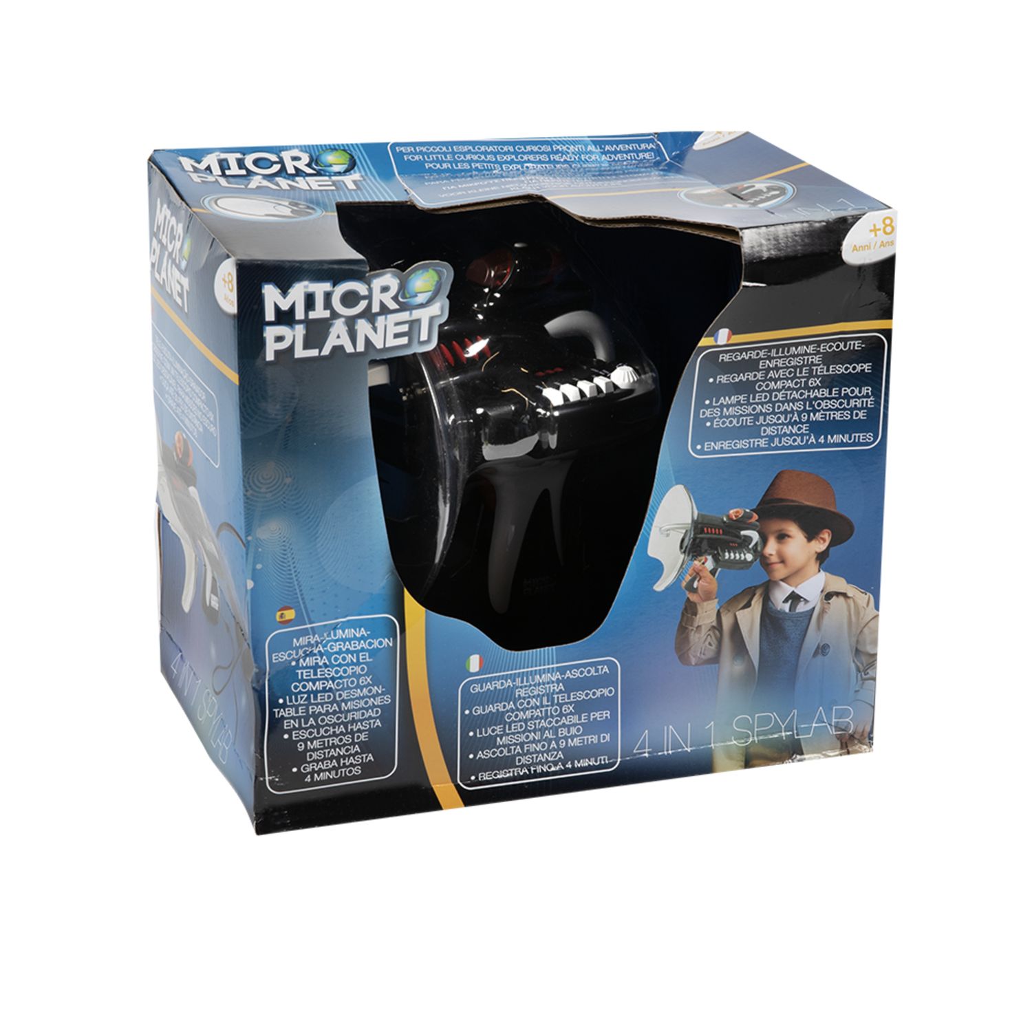 Spylab 4 in 1 – gadget da spia: osserva, ascolta, illumina e registra - MICRO PLANET