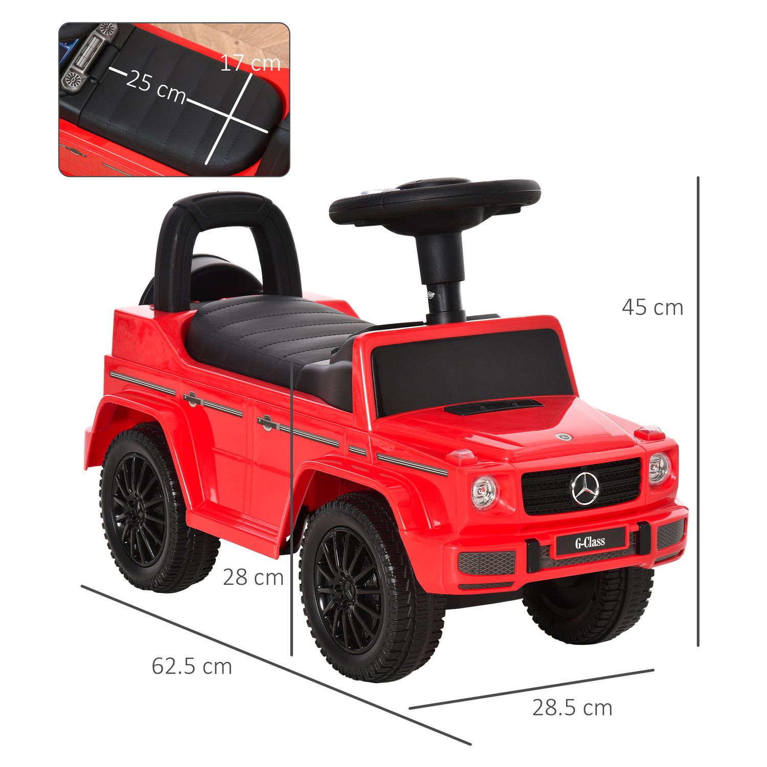 Macchina giocattolo, macchina cavalcabile per bambini 12-36 mesi, mercedes-benz g350, rossa - 