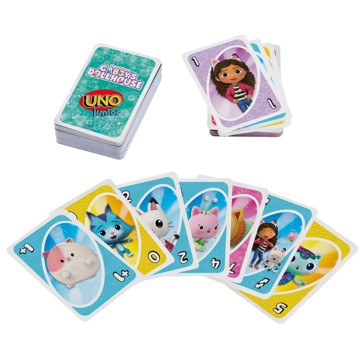 Mattel games - uno junior la casa delle bambole di gabby, versione ispirata alla serie dreamworks con le carte dei personaggi più amati - GABBY'S DOLLHOUSE, UNO