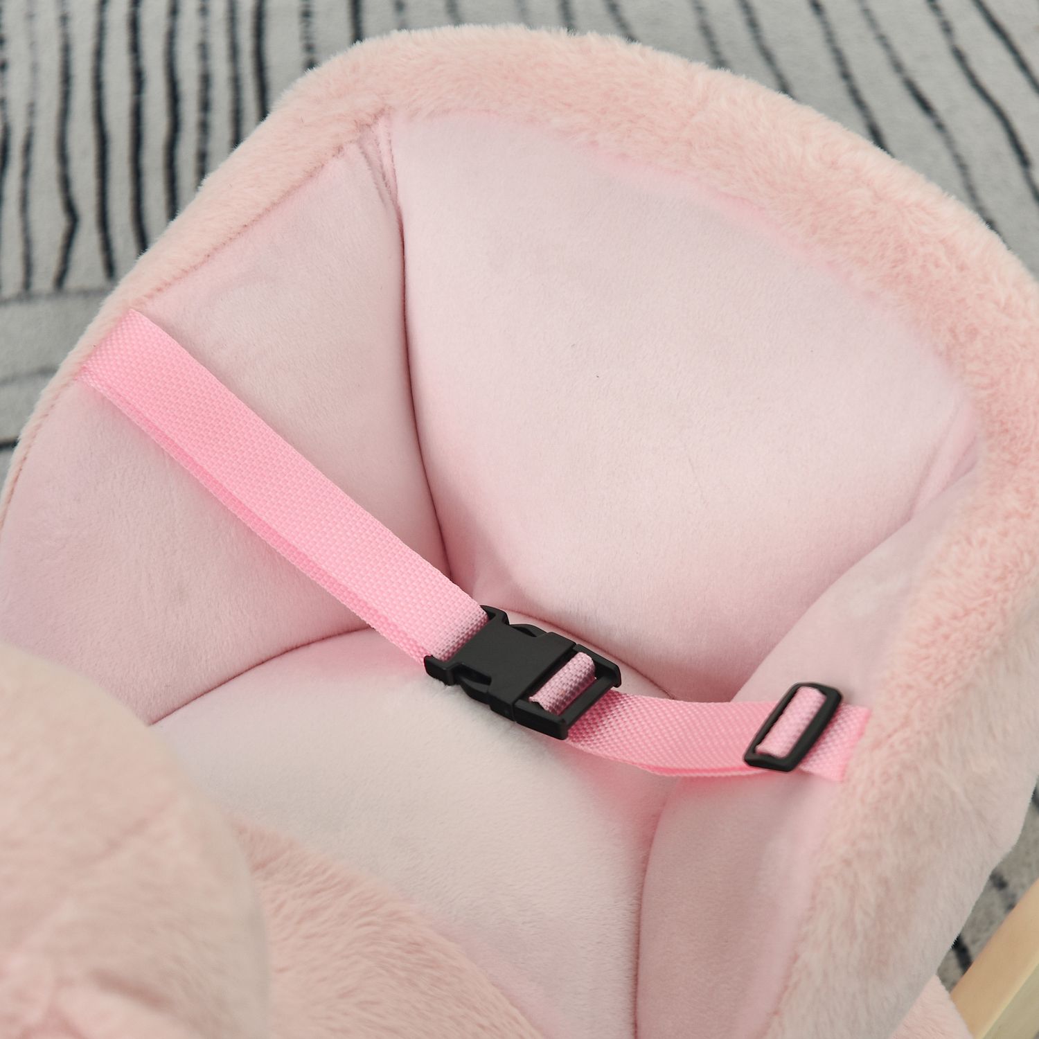 Cavallo a dondolo a forma di coniglio con suoni, cavalluccio a dondolo per bambini 18-36 mesi interattivo, rosa, 60x33x50cm - 