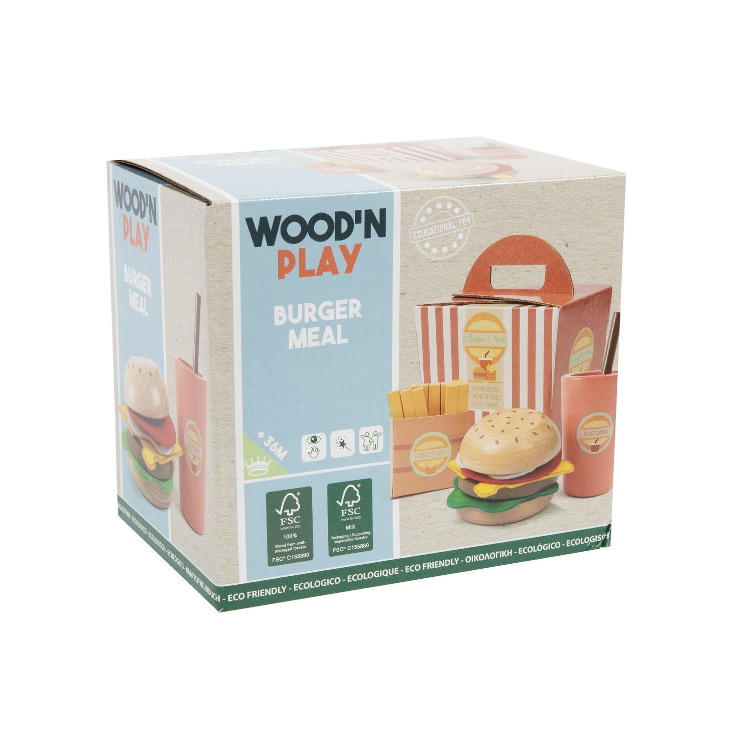 Set gioco hamburger con bibita e patatine per bambini - WOOD 'N' PLAY