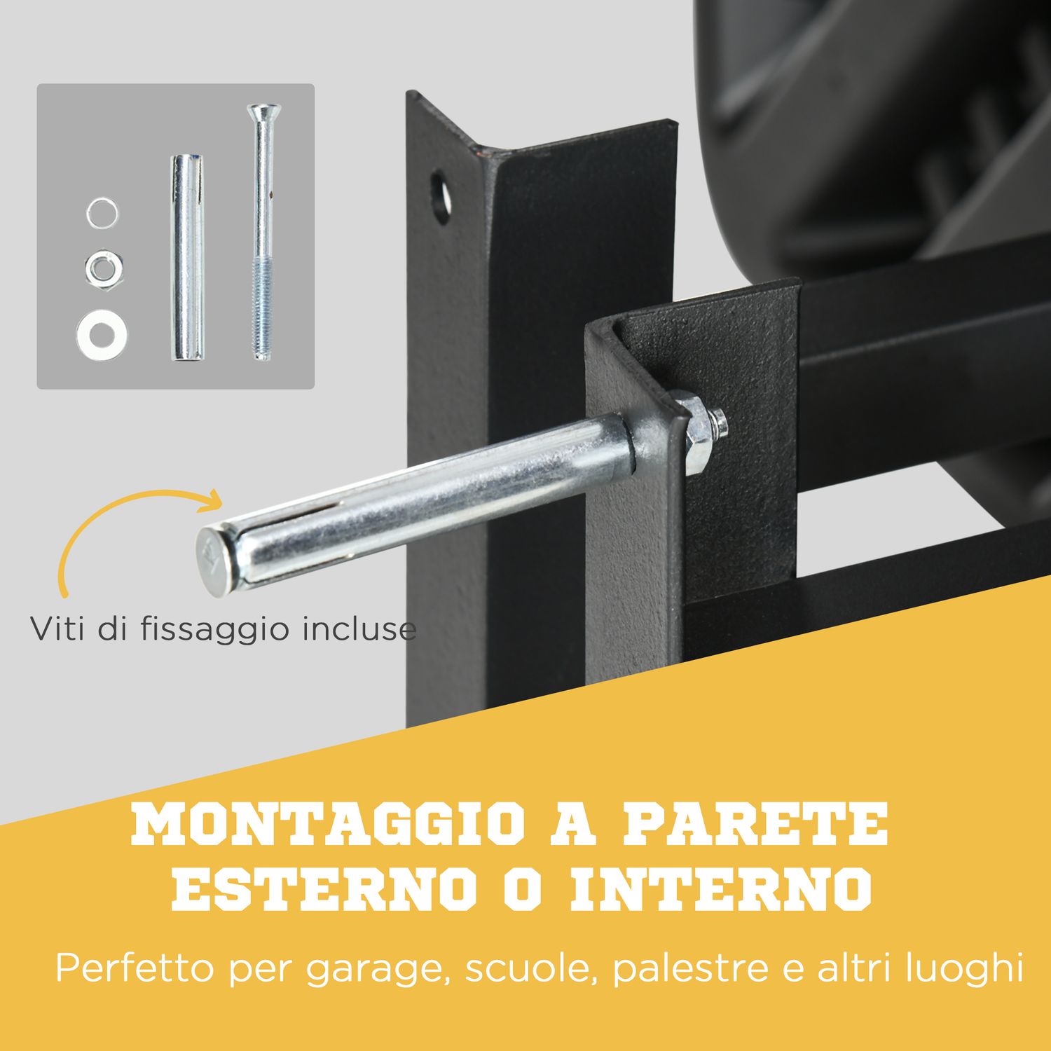 Canestro basket per bambini e adulti da indoor e outdoor in acciaio e pe, 110x90x70 cm, nero e giallo - 