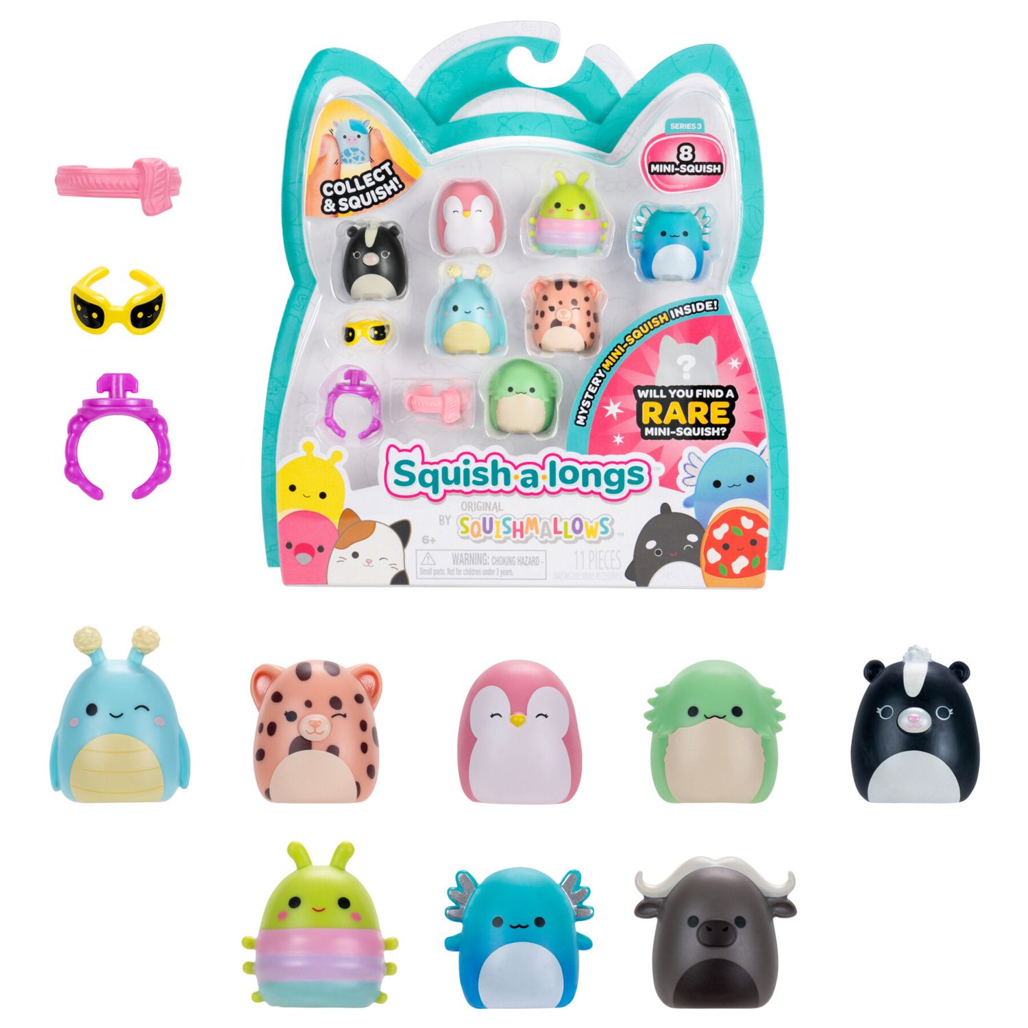 Squish a longs – confezione 8 personaggi + 2 accessori - assortito - SQUISH A LONGS