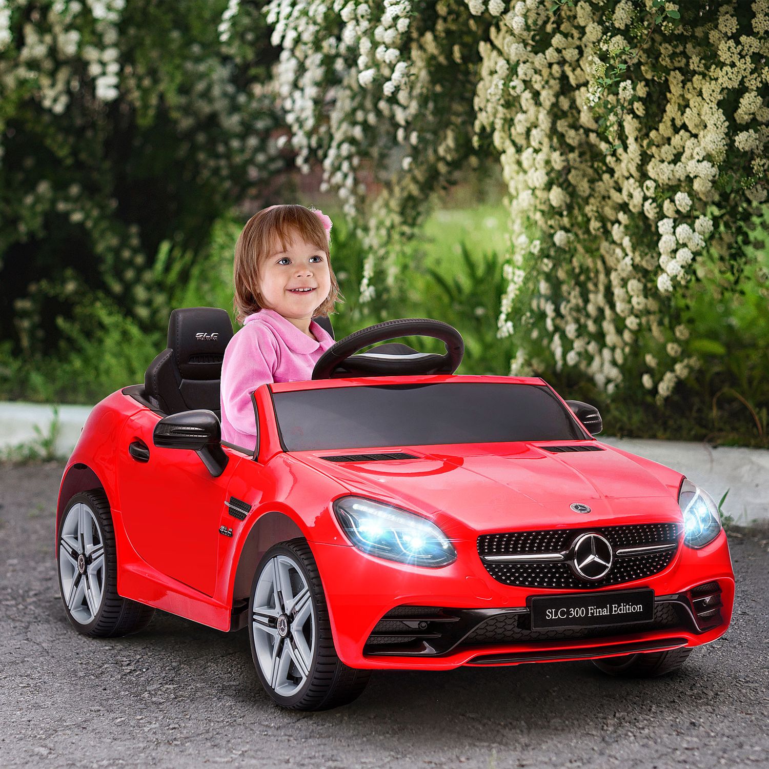 Macchina elettrica per bambini licenza mercedes slc 300 con telecomando, in pp e metallo, 107x62.5x44 cm, rosso - 