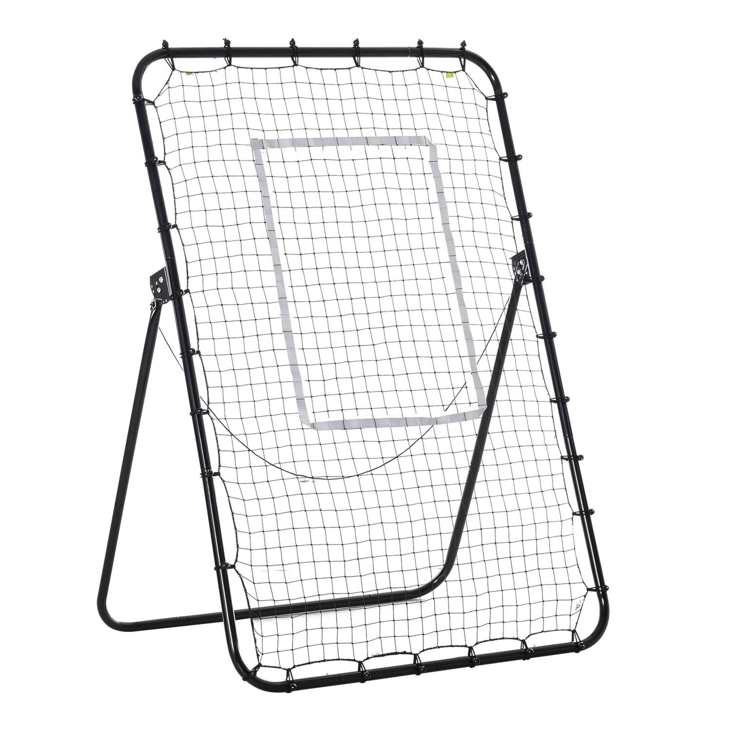 Rete da calcio rebounder pieghevole con bersaglio, altezza e angolazione regolabili, metallo e pe, 123x73x178.5cm, nero - 