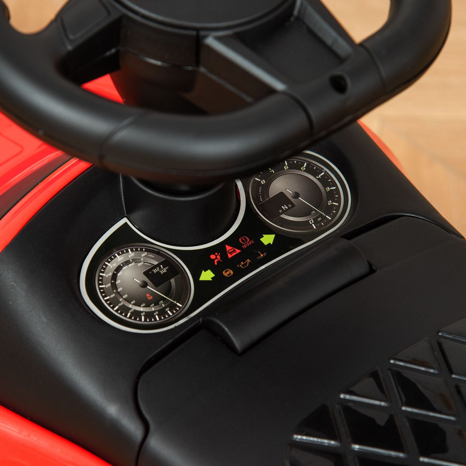 Macchinina per bambini cavalcabile con volante, fari e musiche, età 18-36 mesi, rosso - 