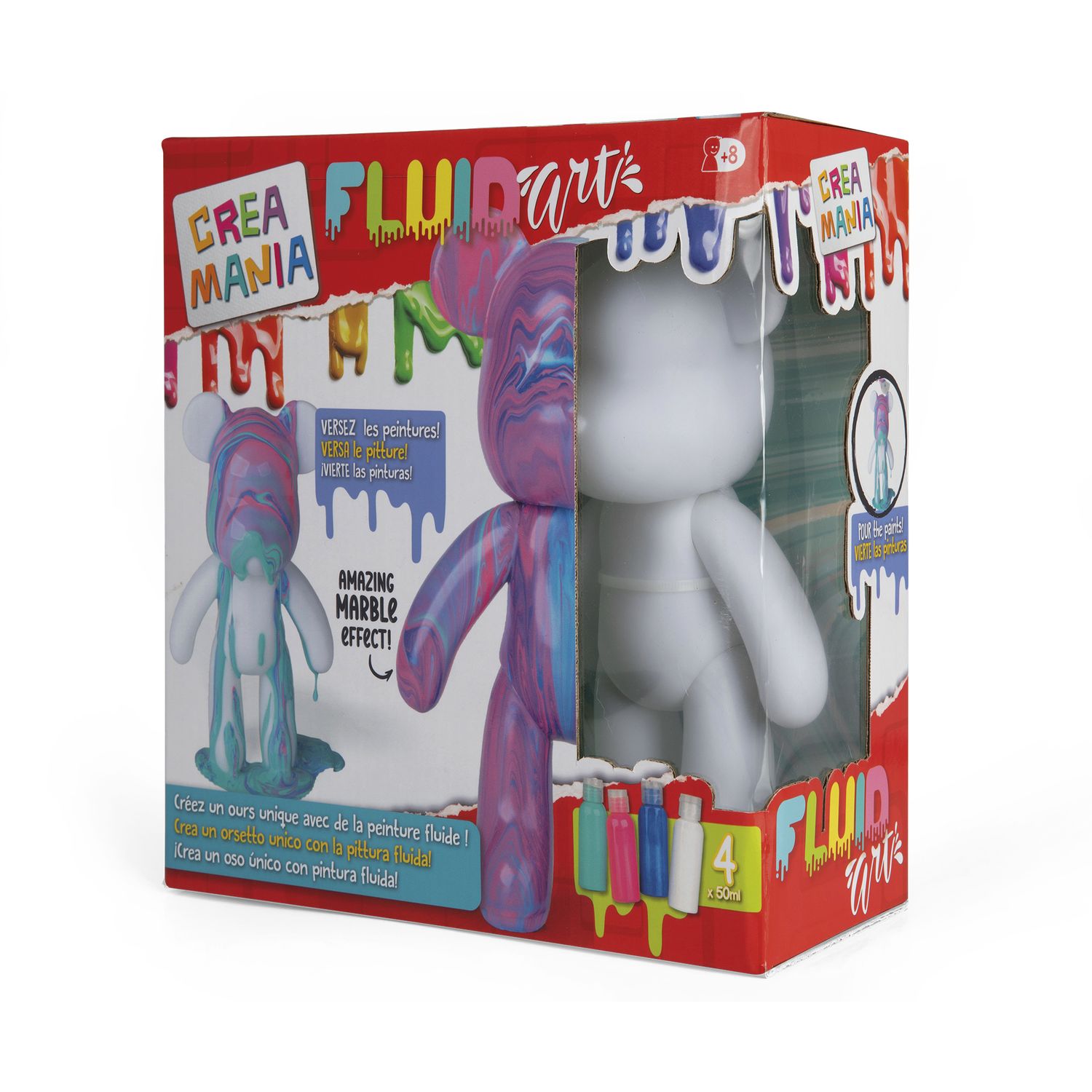 Fluid art orsetto 22cm – kit creativo con colori acrilici - CREA MANIA