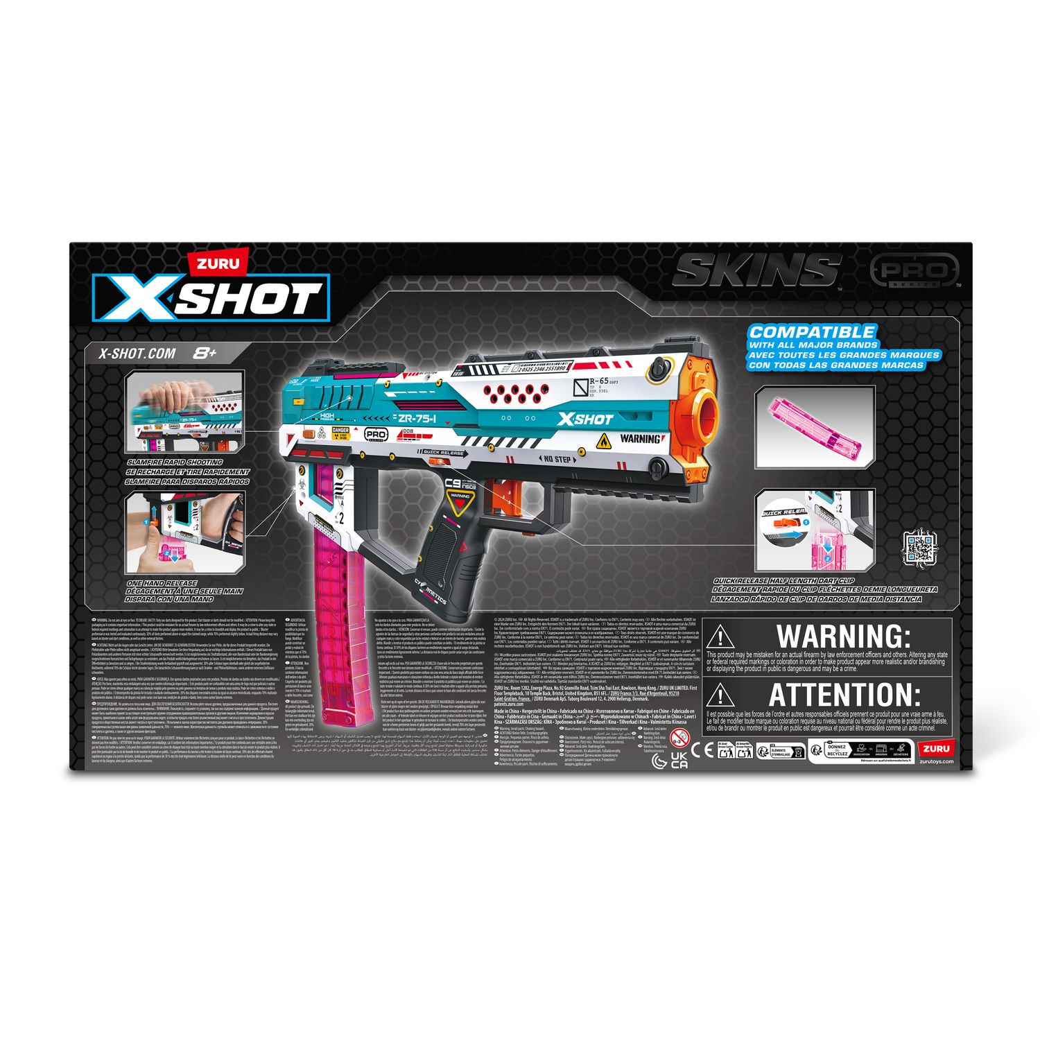 Xshot skins pro s1 fury-x blaster - pistola dart 40 dardi - X-SHOT