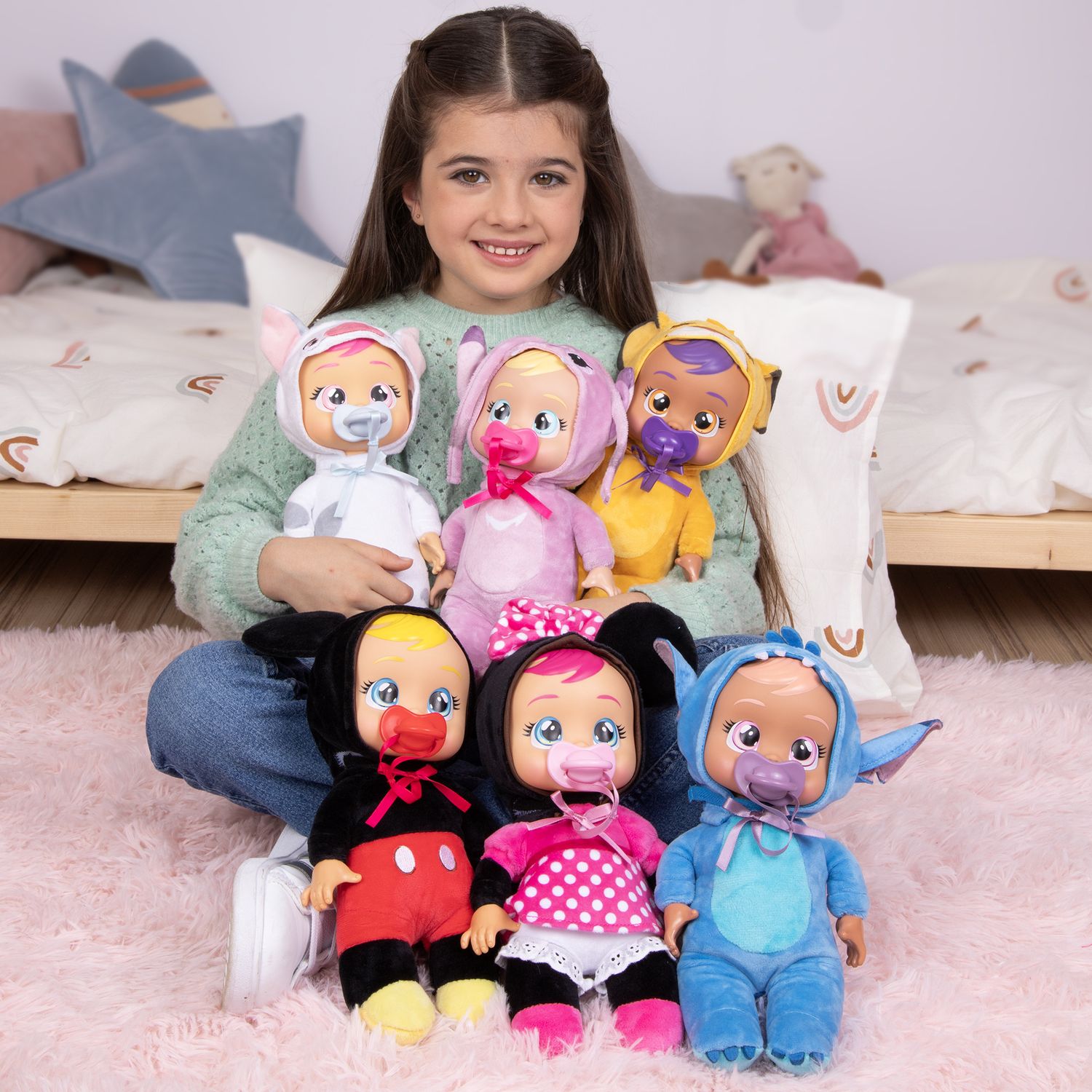 Cry babies tiny cuddles disney w2 - bambole peluche disney da collezionare, 6 diversi personaggi - assortita - CRY BABIES