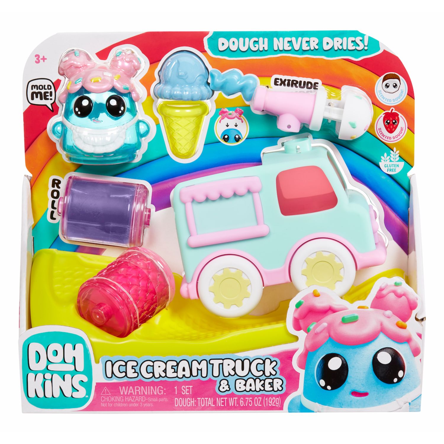 Dohkins ice cream truck & baker - l'impasto non si asciuga mai, senza glutine, per collezionisti e bambini - età 3 anni+ - DOHKINS