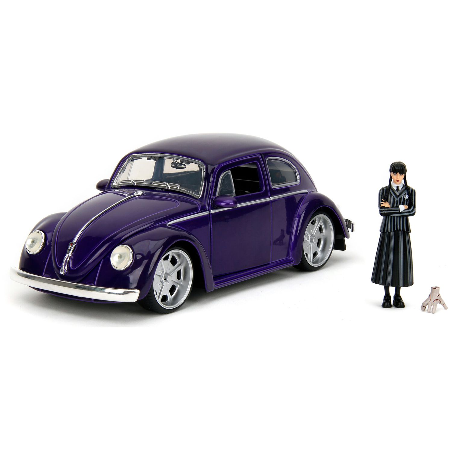 Jada toys - wednesday volkswagen beetle, +8 anni, in scala 1:24, die-cast, incluso personaggio di mercoledì e mano - INVINCIBLE HEROES, MERCOLEDI
