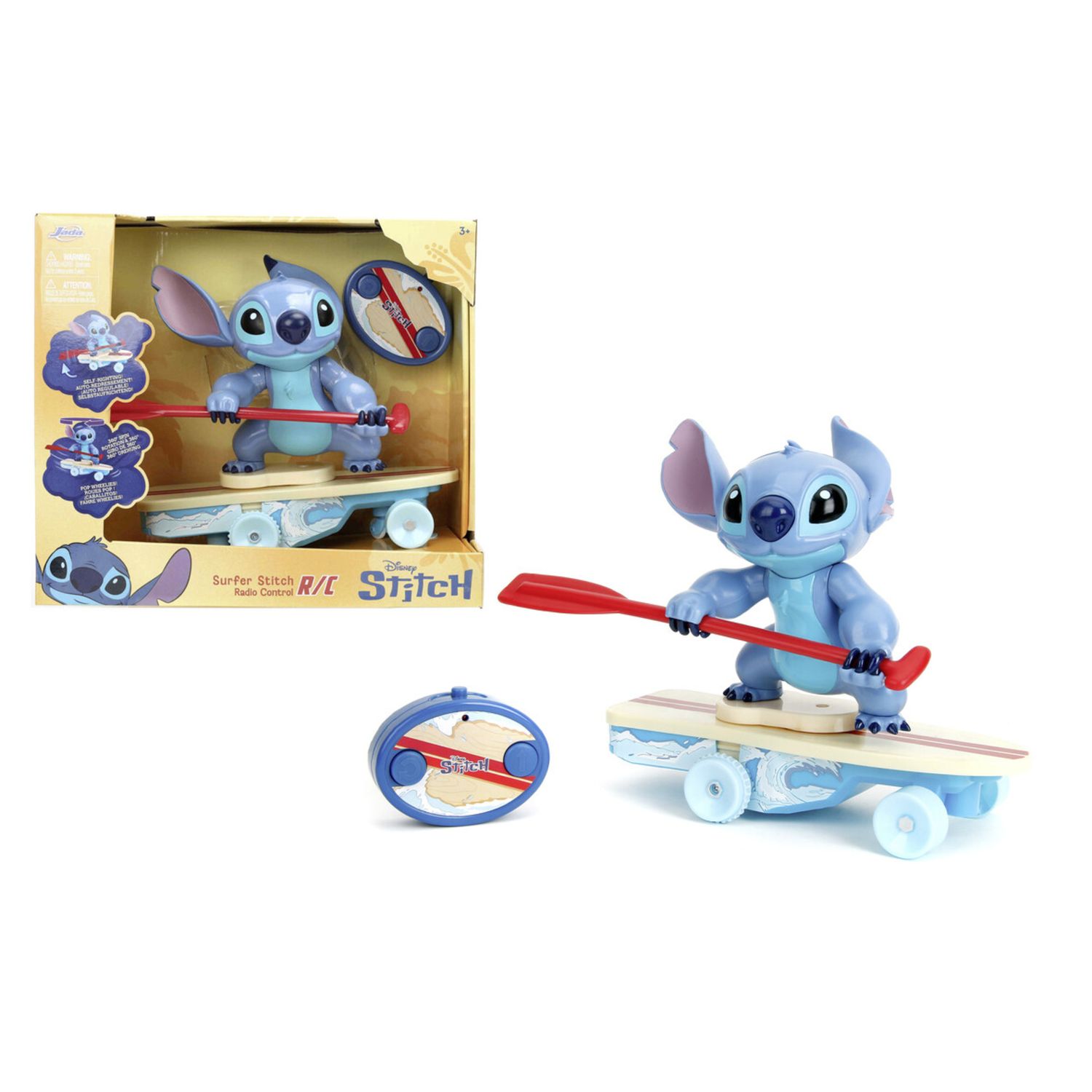 Jada radiocomando surfer stitch cm 25 - 2,4 ghz, dai 3 anni - INVINCIBLE HEROES, Disney Stitch