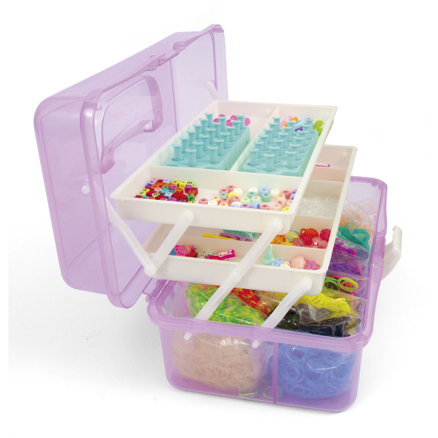 Maxi loom kit braccialetti con 8000 elastici – cofanetto accessoriato portatile - CREA MANIA