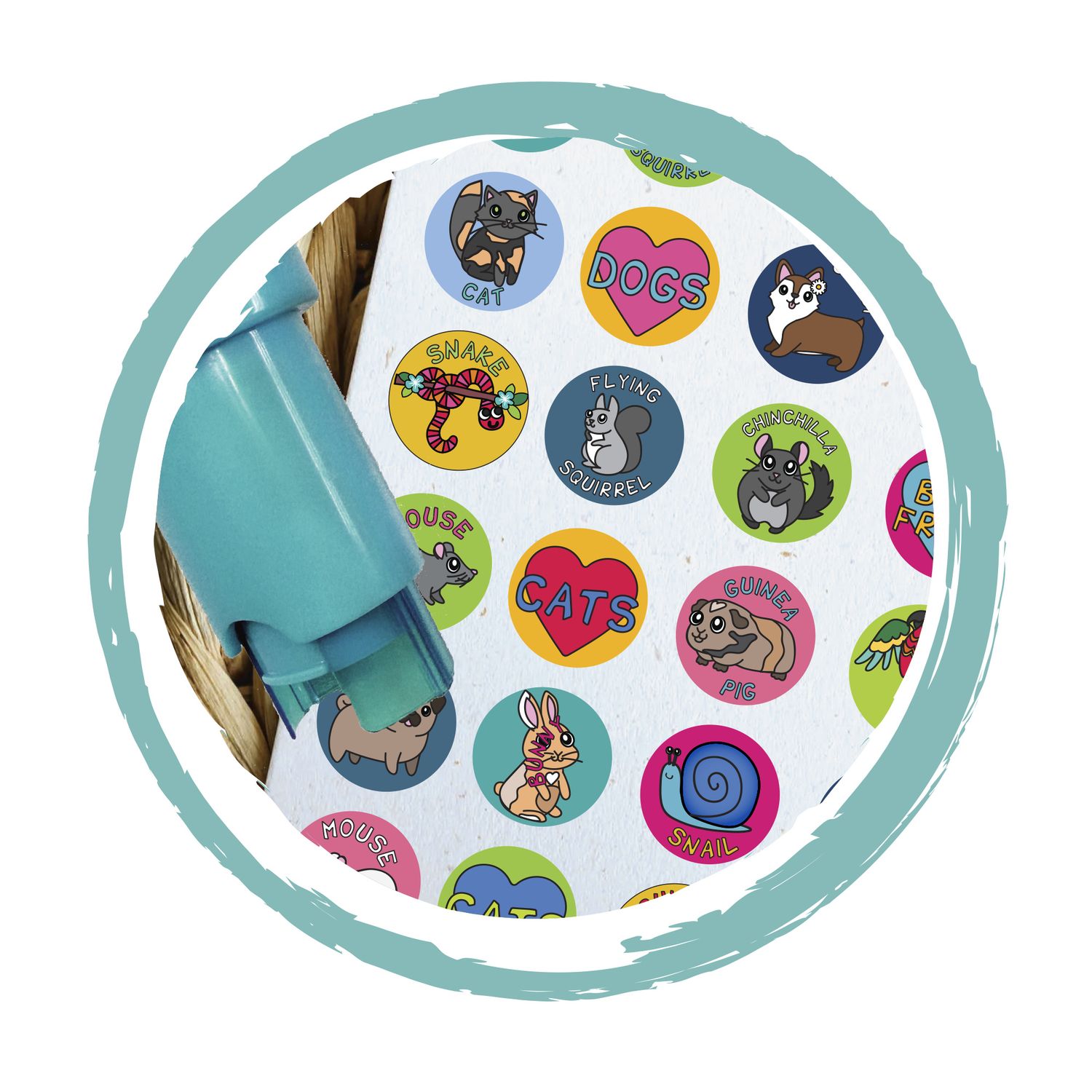 Sticker stamper - timbri assortit colorati per decorare con 320 stickers in 4 temi divertenti - CREA MANIA