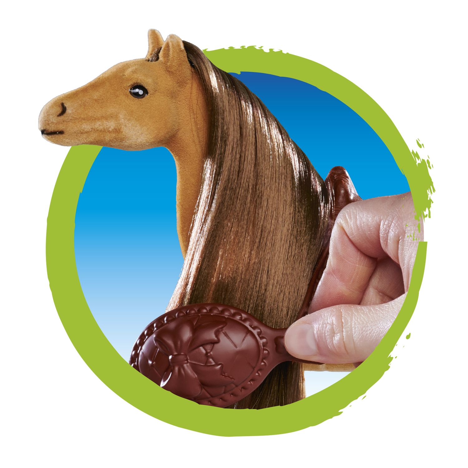 Cavallino giocattolo con criniera e coda da spazzolare - modelli assortiti - animal world - AMI PLUSH