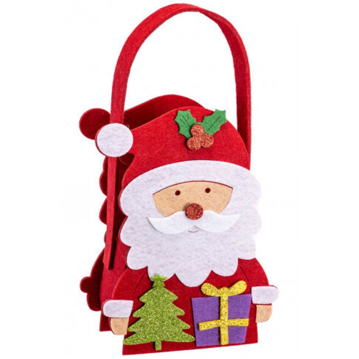 Borsina babbo natale in feltro rosso decorata h 25 cm - CARNIVAL TOYS