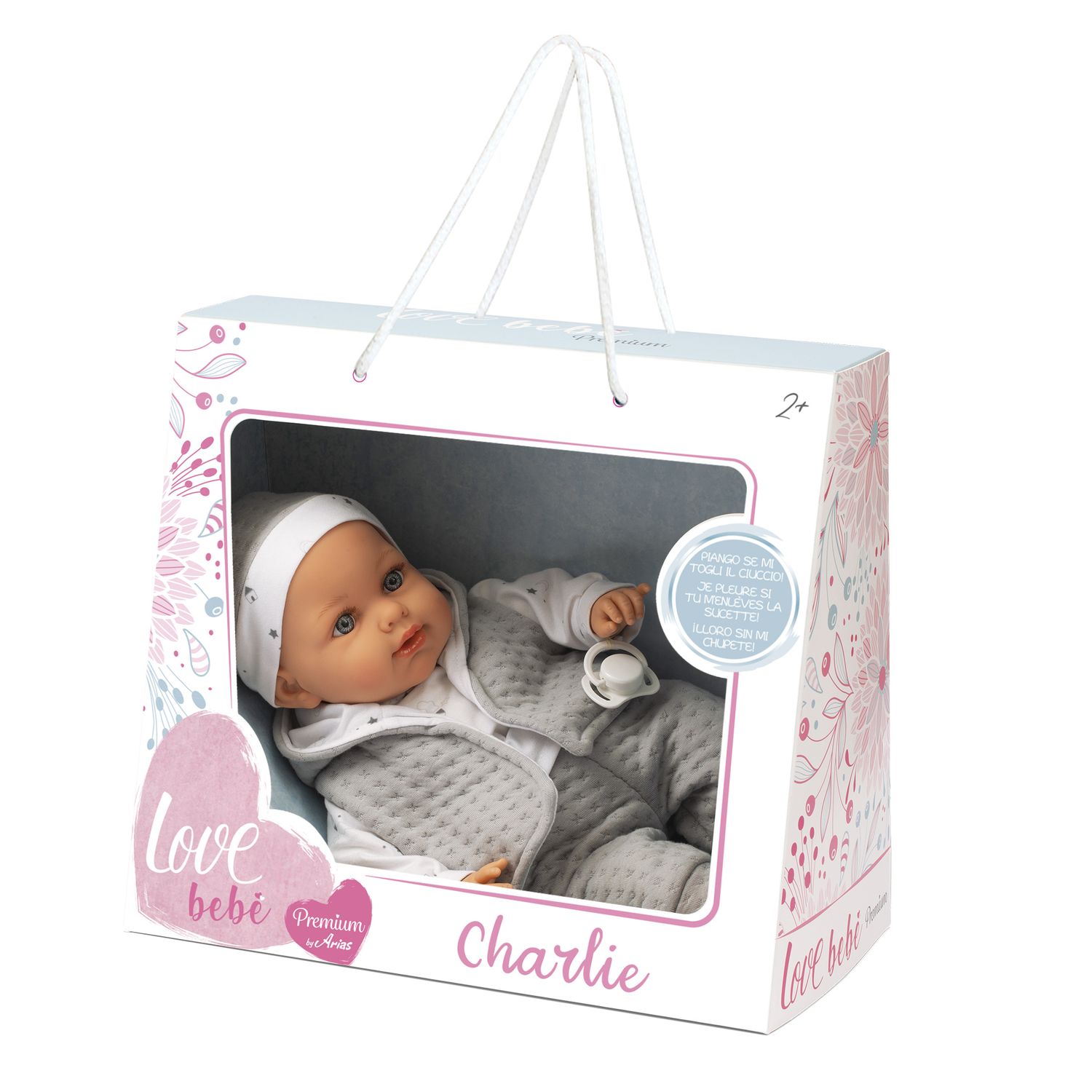 Bambola realistica charlie - grigio - 42 cm - LOVE BEBÈ