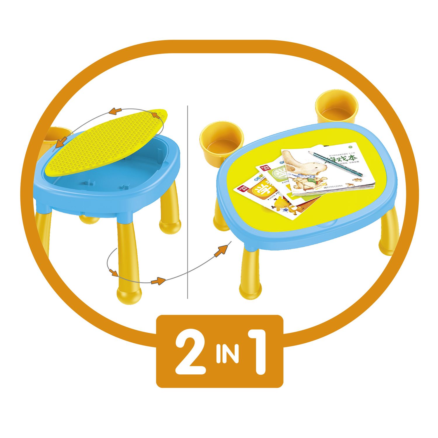 Tavolino gioco bambini 2 in 1 con 50 mattoncini e sgabello - BABY SMILE