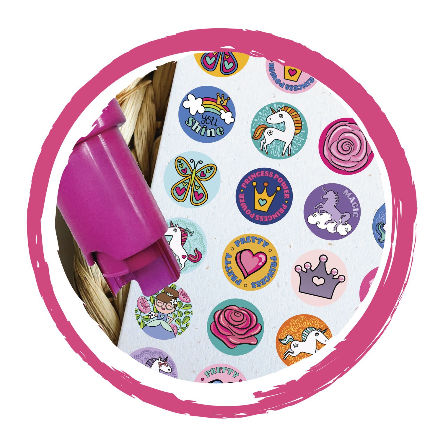 Sticker stamper - timbri assortit colorati per decorare con 320 stickers in 4 temi divertenti - CREA MANIA