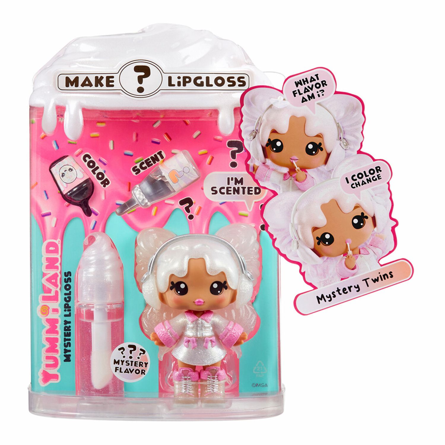 Yummiland lip gloss doll - mystery chase - include kit di lucidalabbra fai da te, età 4+ - YUMMILAND
