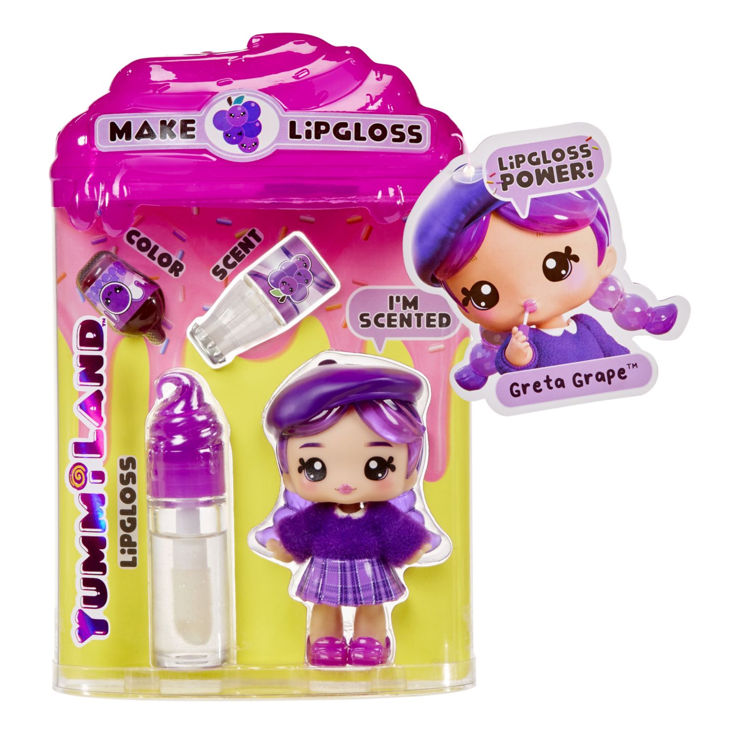 Yummiland lipgloss doll - bambola profumata con kit di lucidalabbra fai da te – 6 modelli assortiti venduti separatamente - YUMMILAND