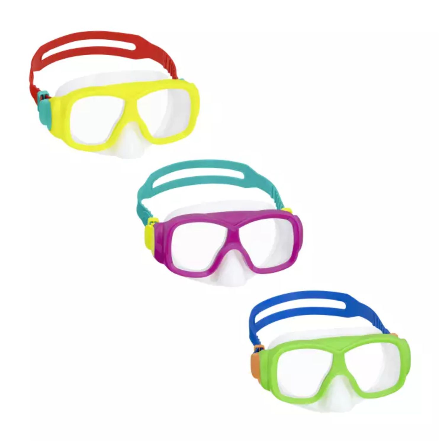 Maschera aquanaut, 7-14 anni, 3 colori assortiti,  in silicone con lenti in policarbonato protezione uv - Bestway