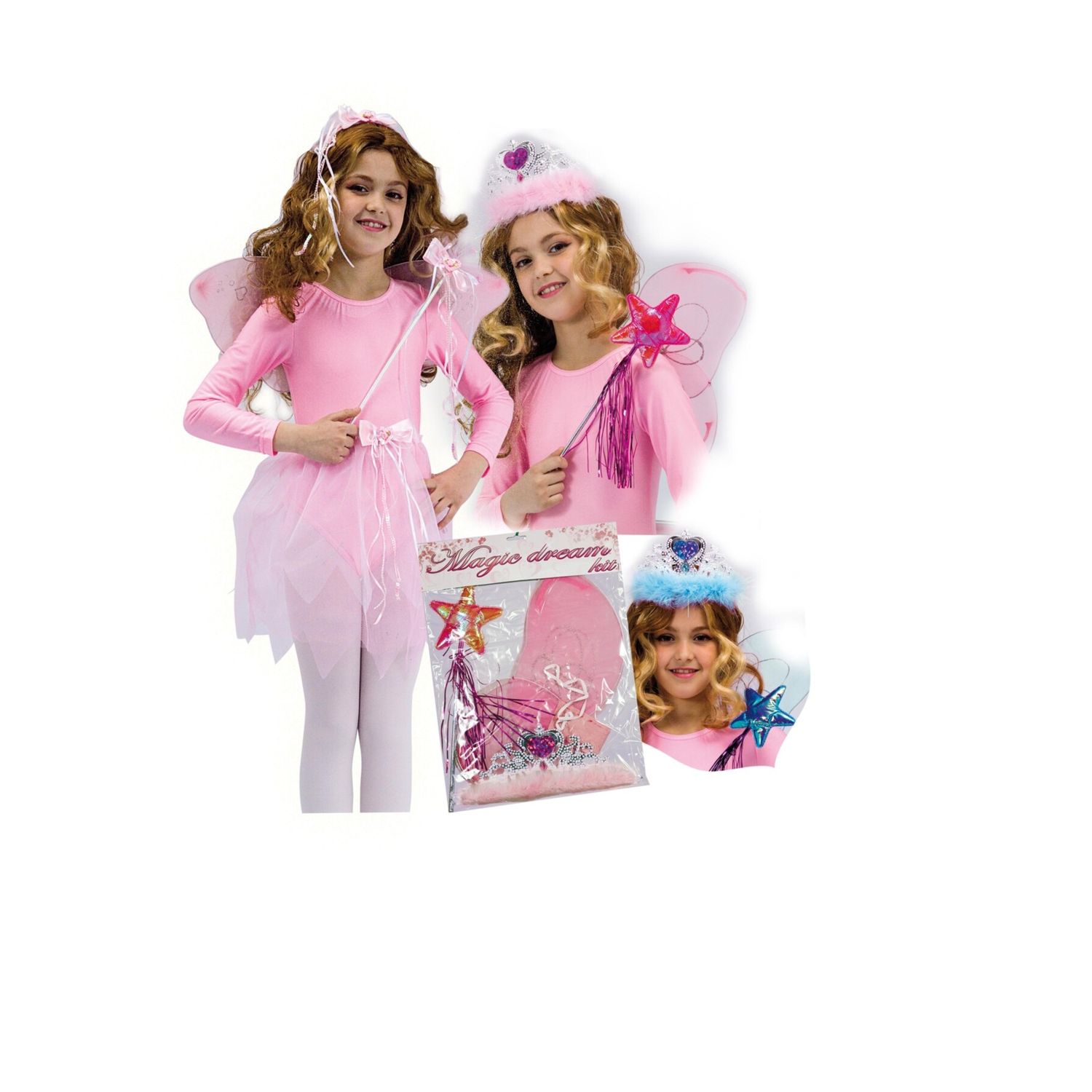 Kit fatina  con ali,corona e bacchetta colori assortiti - CIAO