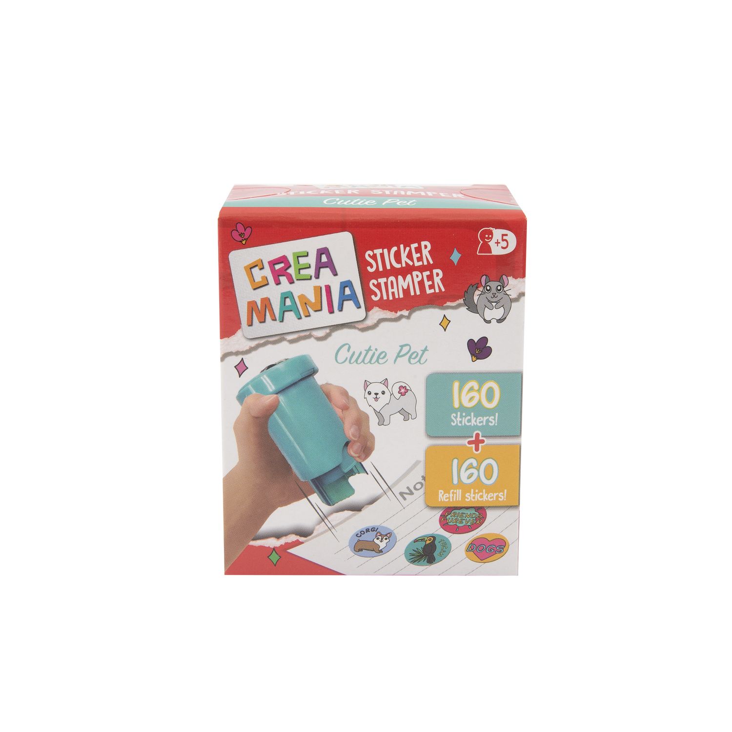 Sticker stamper - timbri assortit colorati per decorare con 320 stickers in 4 temi divertenti - CREA MANIA