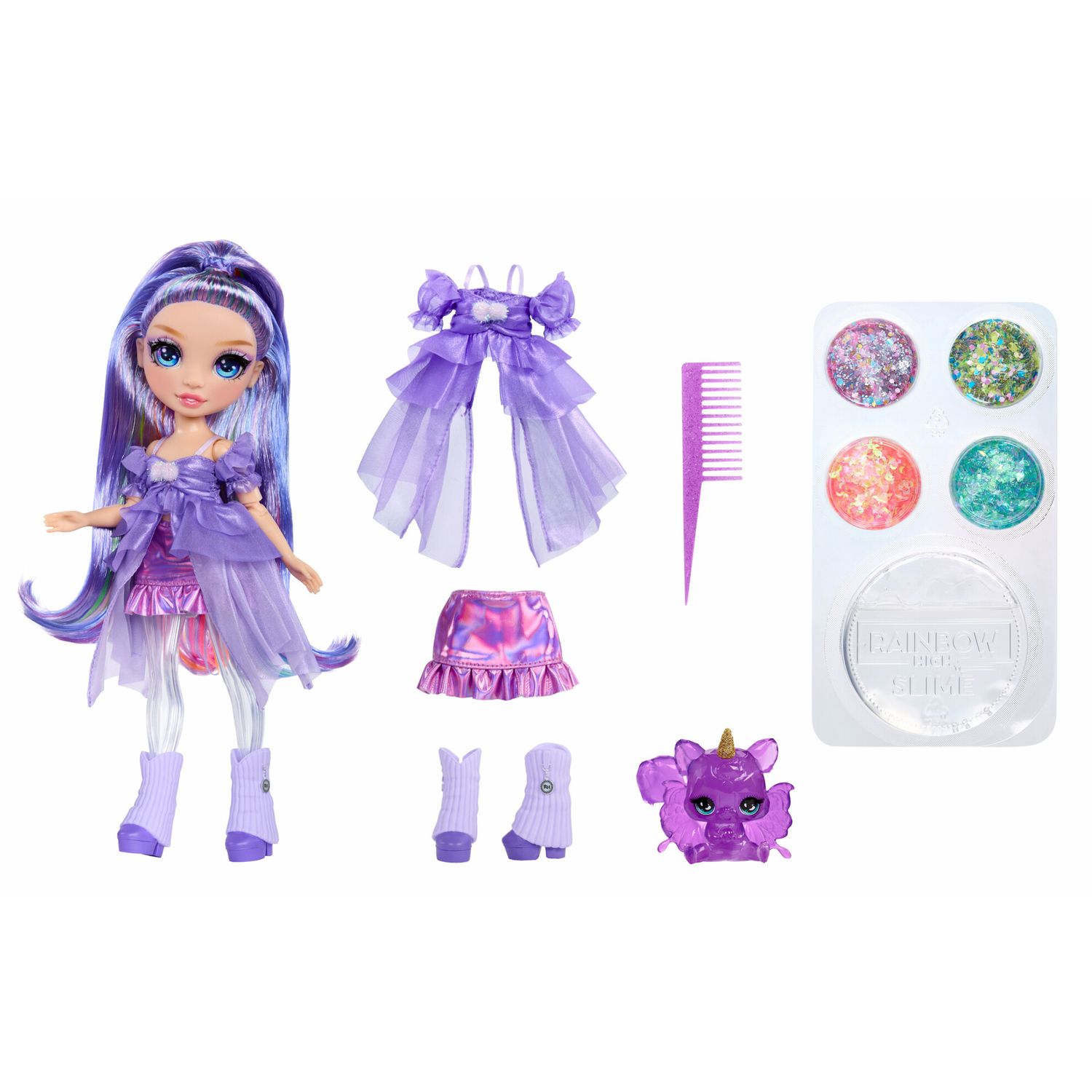 Violet 28 cm con slime kit e pet scoiattolo – rainbow high - Rainbow High