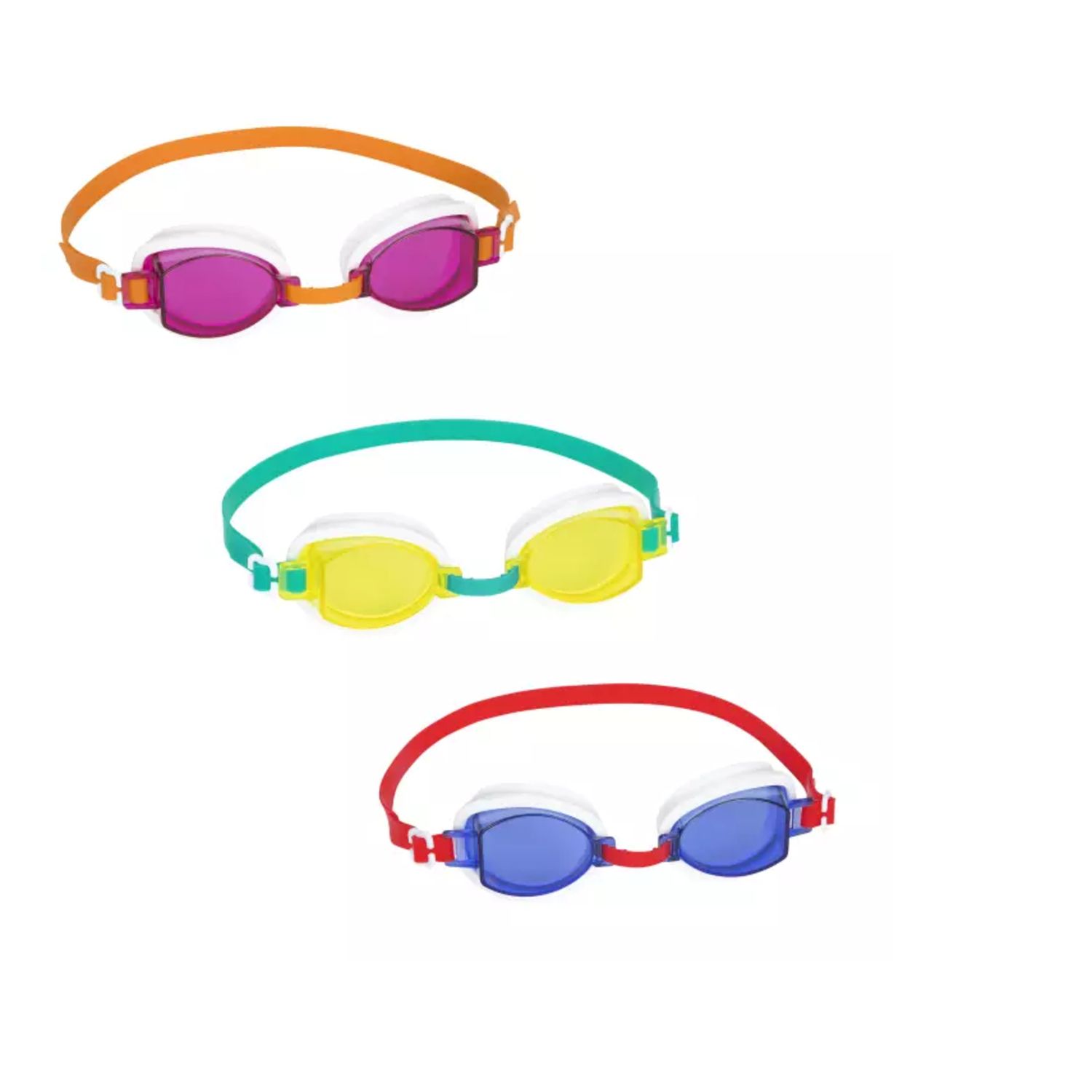 Occhialini ocean wave, 7-14 anni,3 colori assortiti   silicone con protezione uv, - Bestway