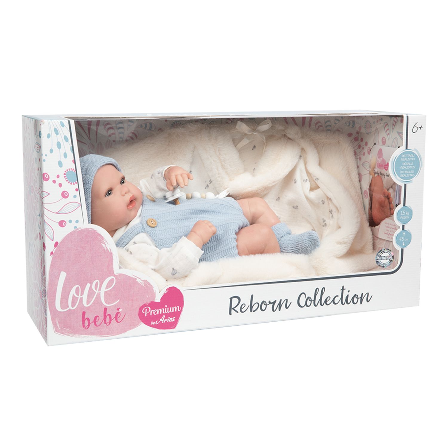 Bambola reborn azzurro 45 cm - love bebé - LOVE BEBÈ