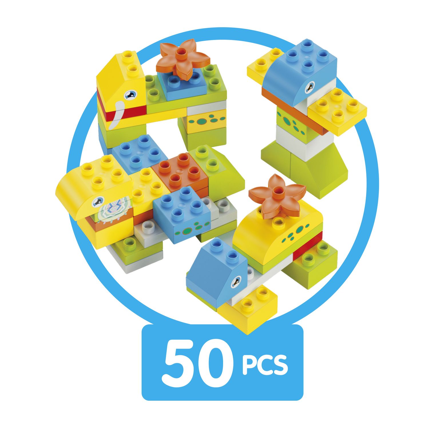 Tavolino gioco bambini 2 in 1 con 50 mattoncini e sgabello - BABY SMILE