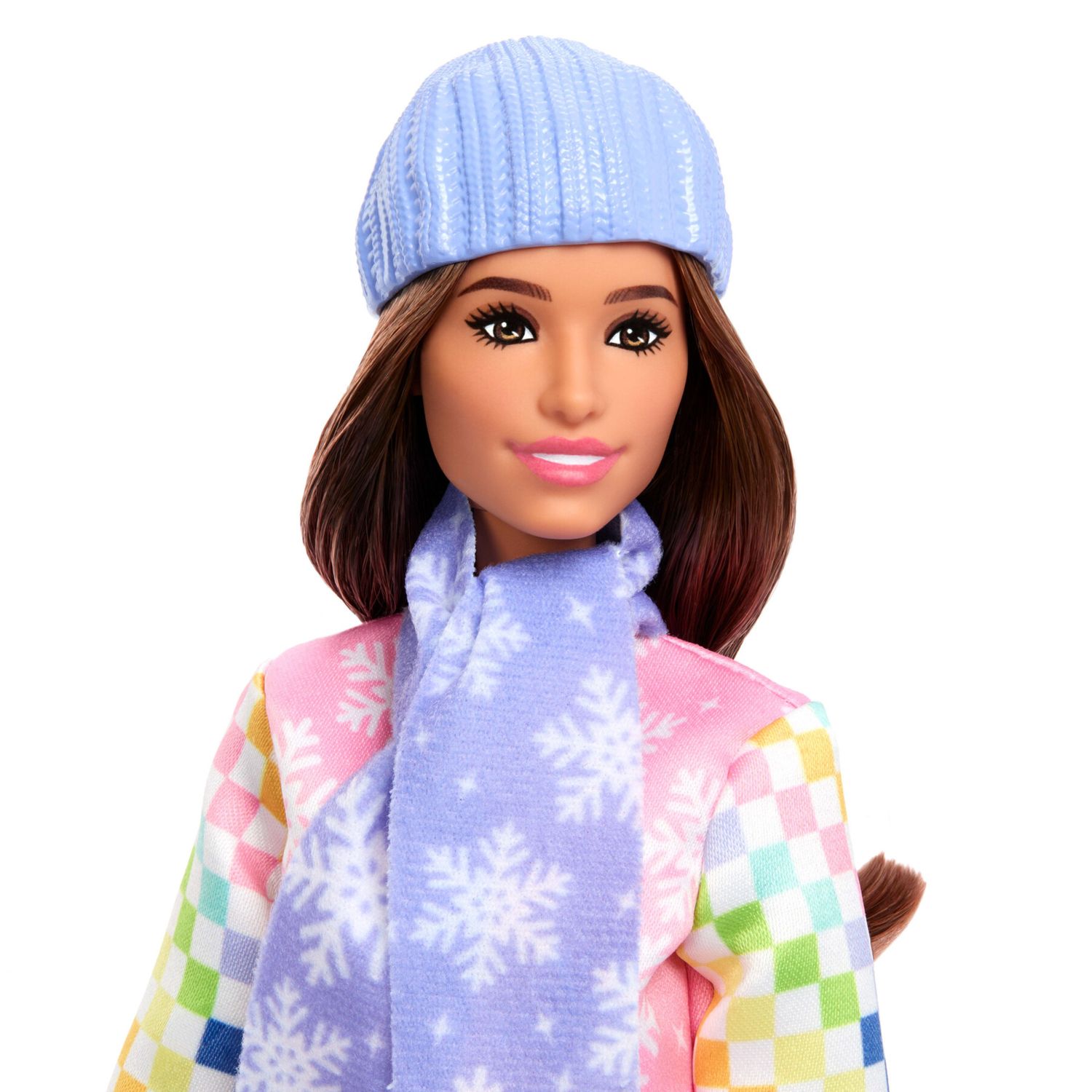 Barbie carriere - snowboarder, bambola castana con giacca da neve, pantaloni e stivali rosa, 10 accessori e snowboard che cambia colore - Barbie