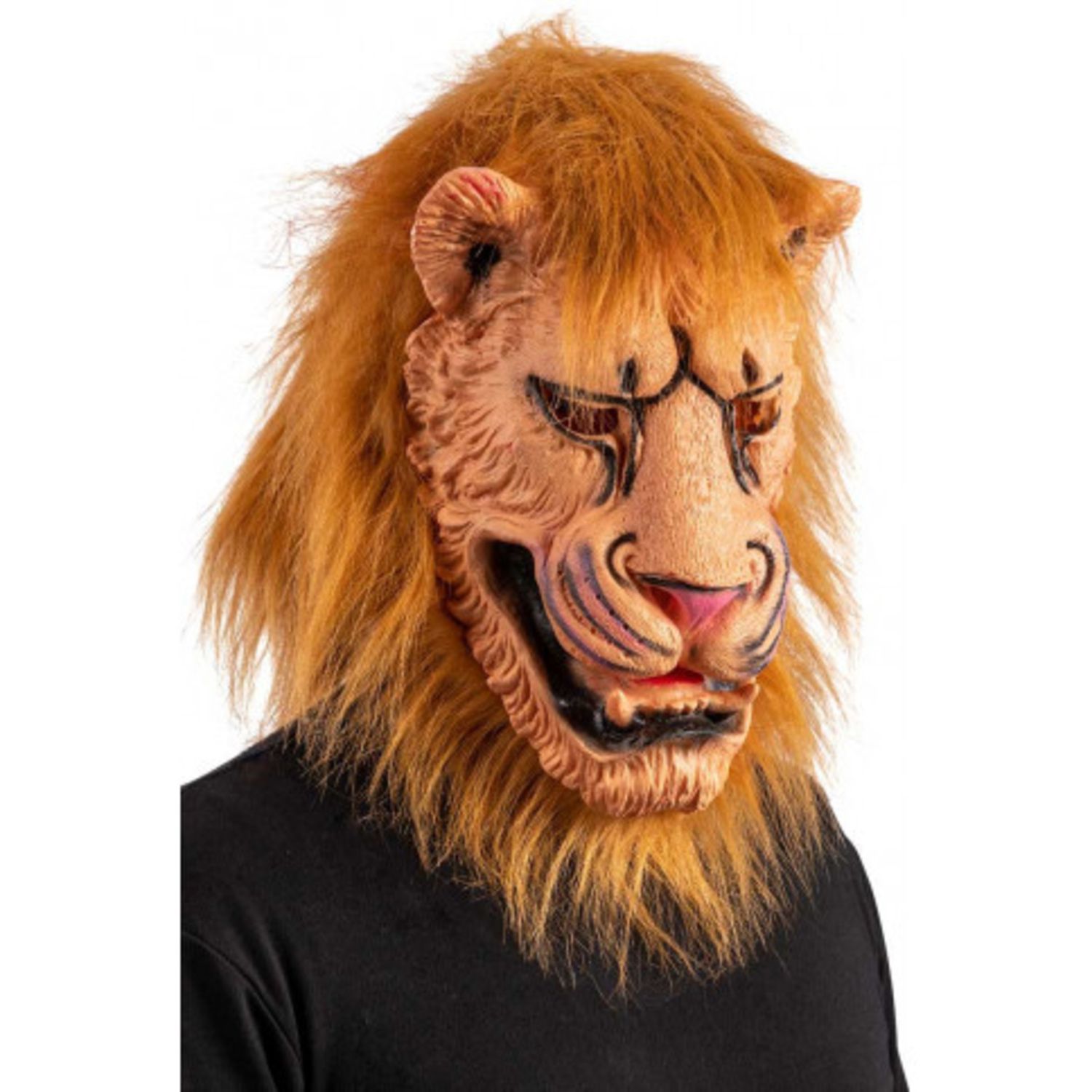 Maschera leone carnevale in finta gomma con criniera - CARNIVAL TOYS