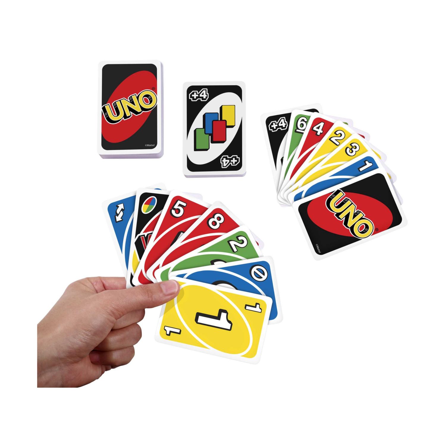Mattel games - uno, la versione classica dell'iconico gioco di carte, 112 carte con numeri e colori da abbinare - UNO