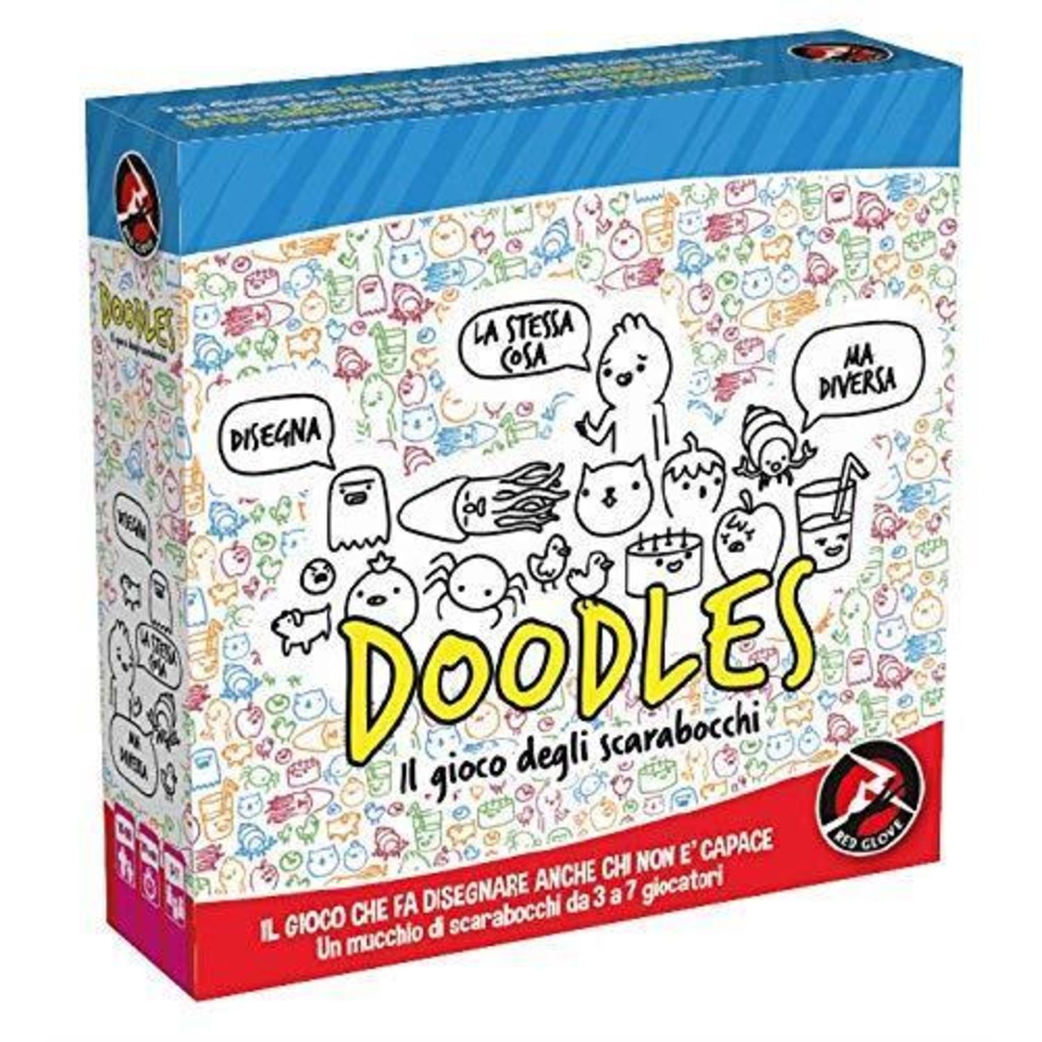 Doodles – gioco da tavolo di disegno e scarabocchi, party game per 3-7 giocatori, età 10+ red glove - NO BRAND