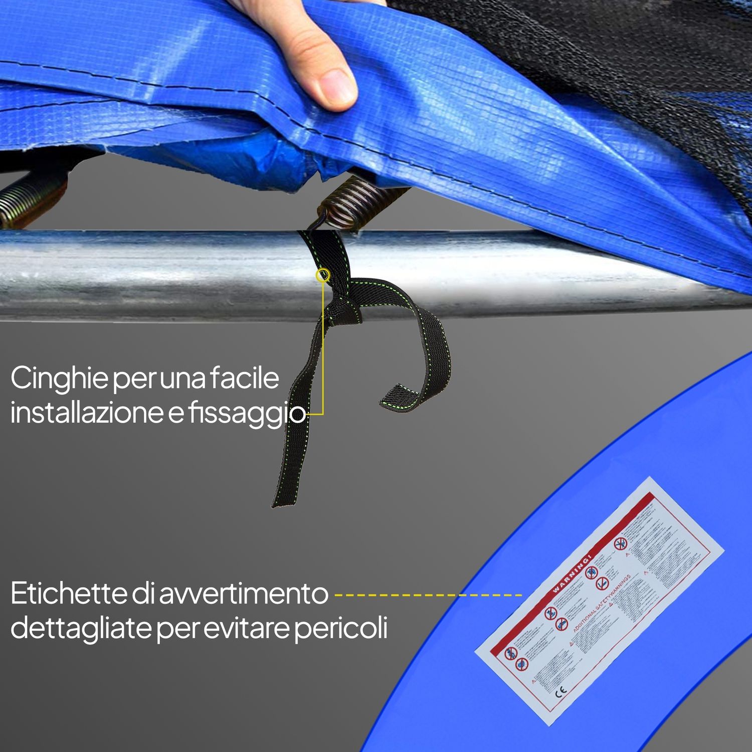 Copertura imbottita bordo trampolino, protezione per tappeto elastico giaridno in plastica, ø244cm, multicolore - 