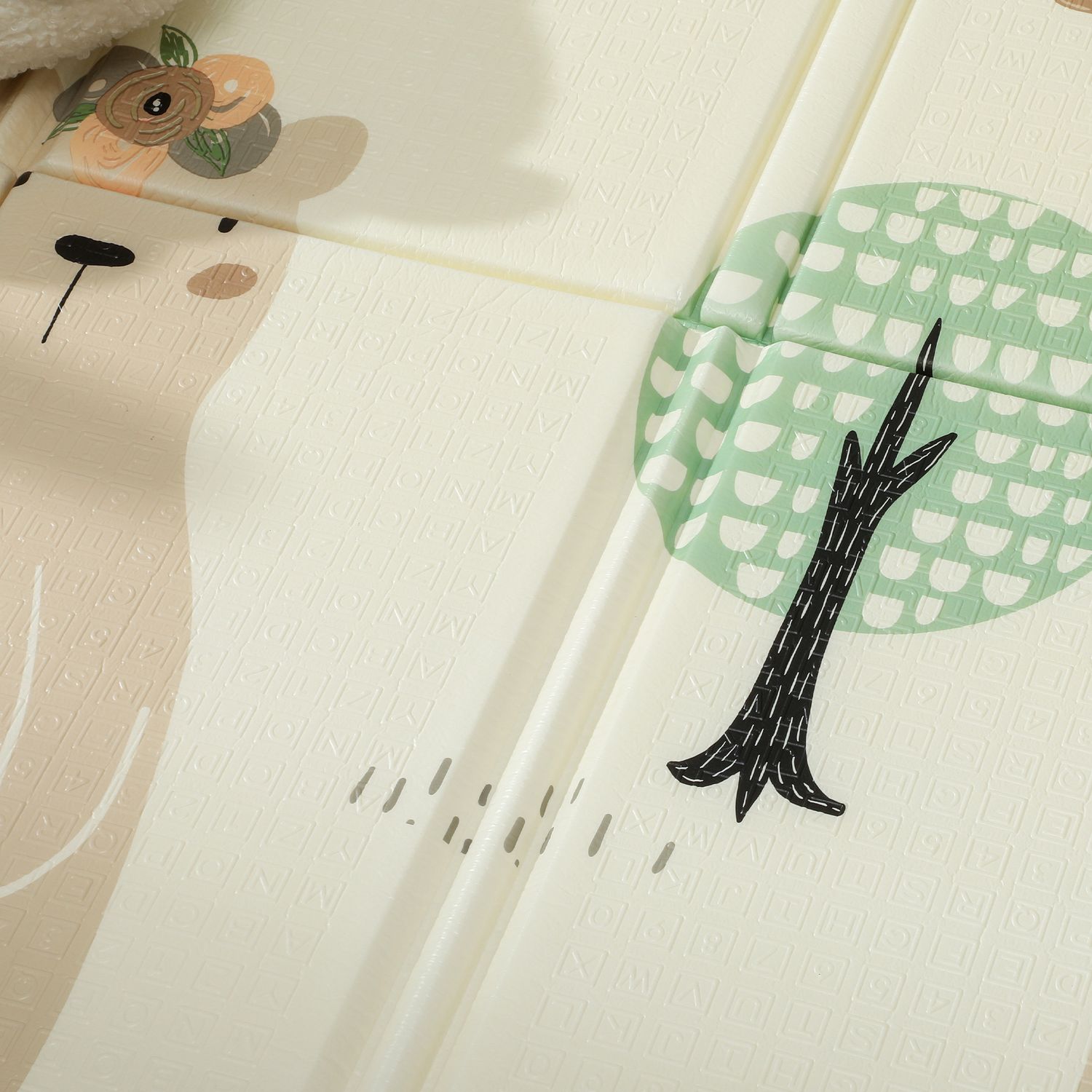 Tappeto per bambini 0-6 anni a tema bosco con superficie impermeabile in xpe multicolore, 196x176x1.5 cm - 